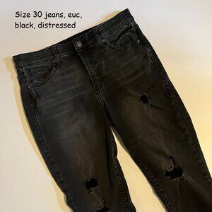 Size 30 Lularoe jeans, black, distressed, unhemmed (58)